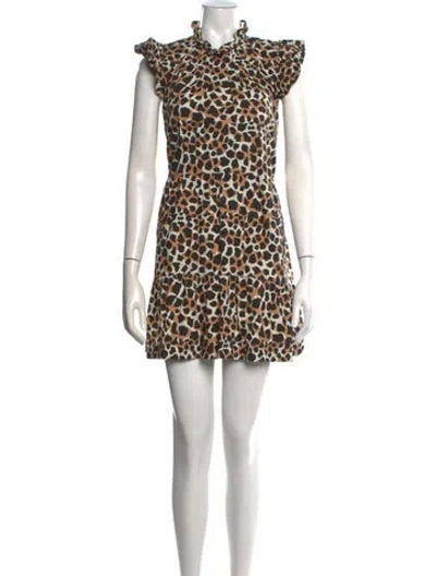 Pre-owned Sea New York Animal Print Mini Dress In Brown