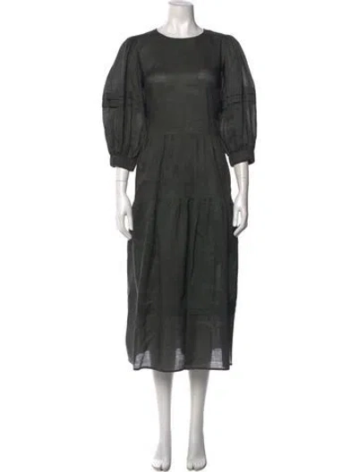 Pre-owned Sea New York Crew Neck Long Dress In Green