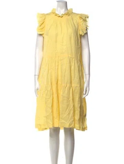 Pre-owned Sea New York Crew Neck Midi Length Dress In Yellow