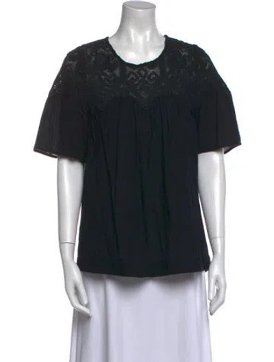Pre-owned Sea New York Crew Neck Short Sleeve Blouse In Black