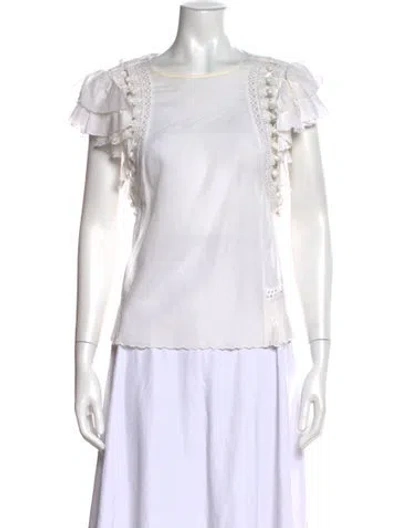 Pre-owned Sea New York Crew Neck Short Sleeve Blouse In Neutral