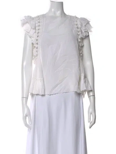 Pre-owned Sea New York Crew Neck Short Sleeve Blouse In Neutral