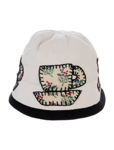 Pre-owned Sea New York Embroidered Canvas Bucket Hat In White