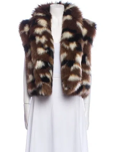 Pre-owned Sea New York Faux Fur Printed Faux Fur Jacket In Brown