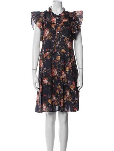 Pre-owned Sea New York Floral Print Knee-length Dress In Blue