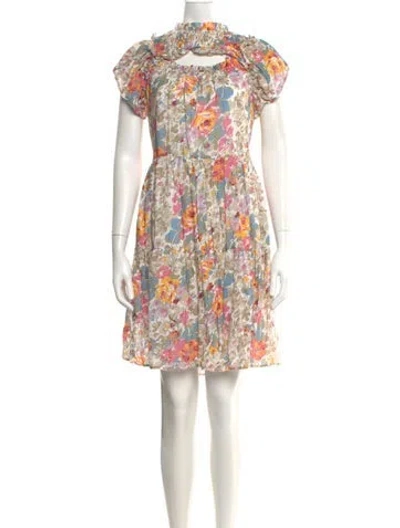 Pre-owned Sea New York Floral Print Knee-length Dress In Neutral