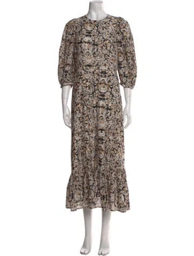 Pre-owned Sea New York Floral Print Long Dress In Black