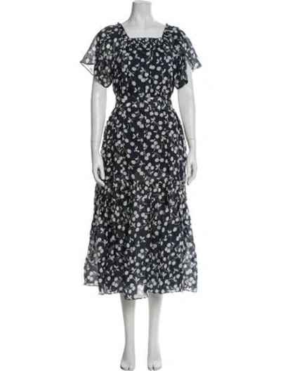 Pre-owned Sea New York Floral Print Long Dress In Blue