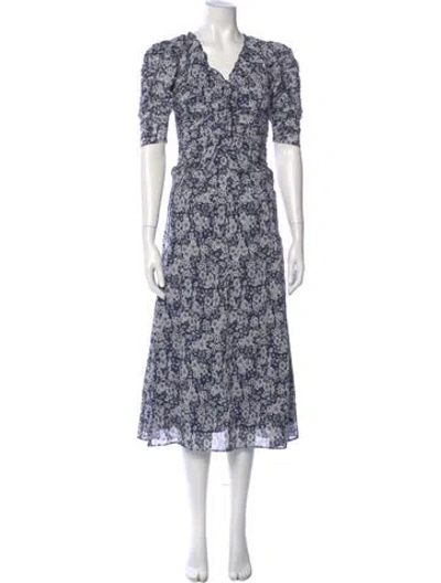Pre-owned Sea New York Floral Print Long Dress In Blue