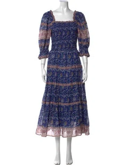 Pre-owned Sea New York Floral Print Long Dress In Blue