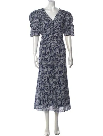 Pre-owned Sea New York Floral Print Long Dress In Blue