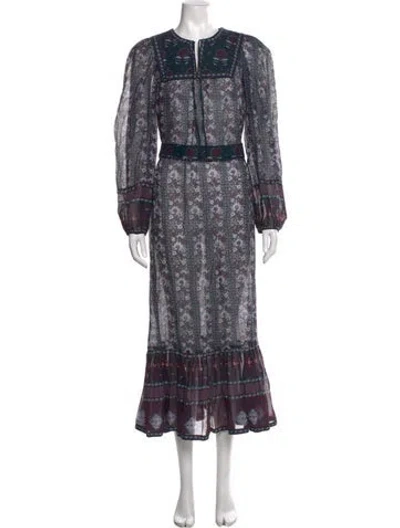 Pre-owned Sea New York Floral Print Long Dress In Blue