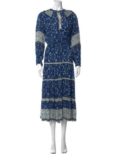 Pre-owned Sea New York Floral Print Long Dress In Blue