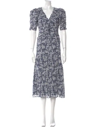 Pre-owned Sea New York Floral Print Long Dress In Blue