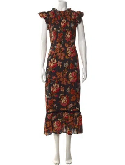 Pre-owned Sea New York Floral Print Long Dress In Multi