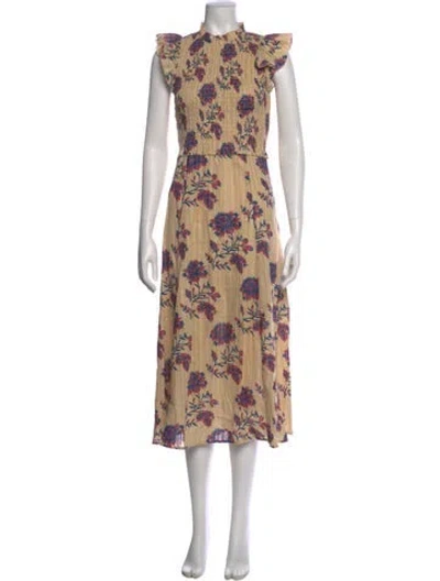 Pre-owned Sea New York Floral Print Long Dress In Neutral