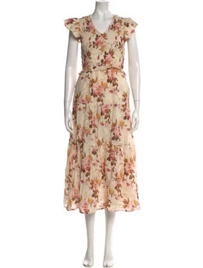 Pre-owned Sea New York Floral Print Long Dress In Neutral