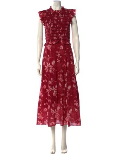 Pre-owned Sea New York Floral Print Long Dress In Red