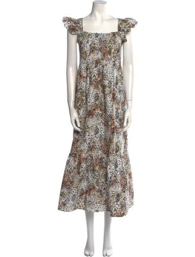 Pre-owned Sea New York Floral Print Long Dress In White