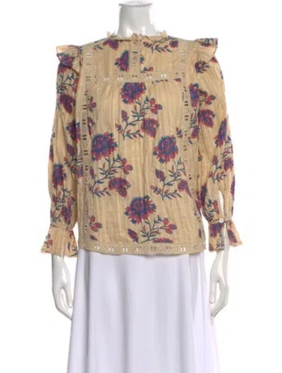 Pre-owned Sea New York Floral Print Long Sleeve Blouse In Neutral