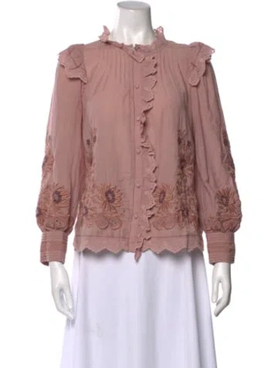 Pre-owned Sea New York Floral Print Long Sleeve Blouse In Pink