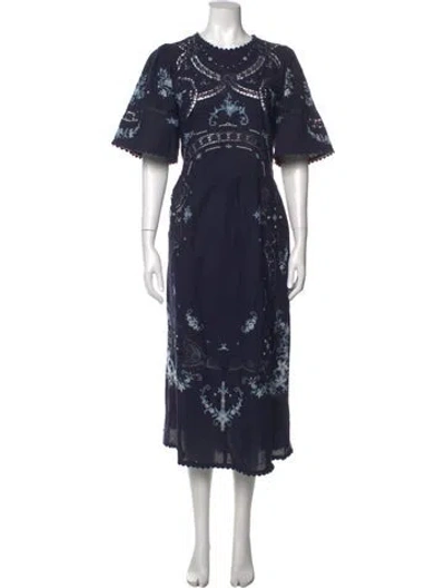 Pre-owned Sea New York Floral Print Midi Length Dress In Blue