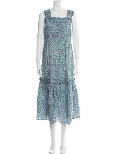 Pre-owned Sea New York Floral Print Midi Length Dress In Blue