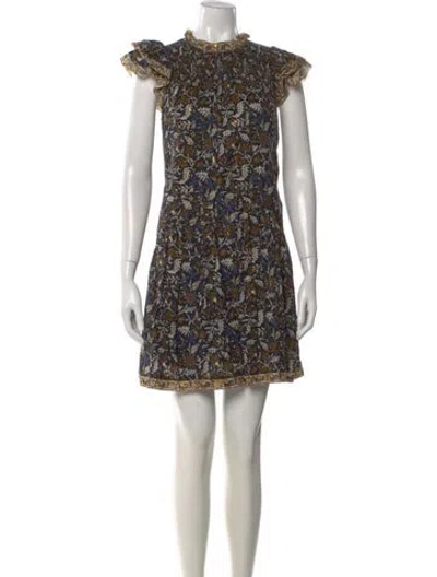 Pre-owned Sea New York Floral Print Mini Dress In Black
