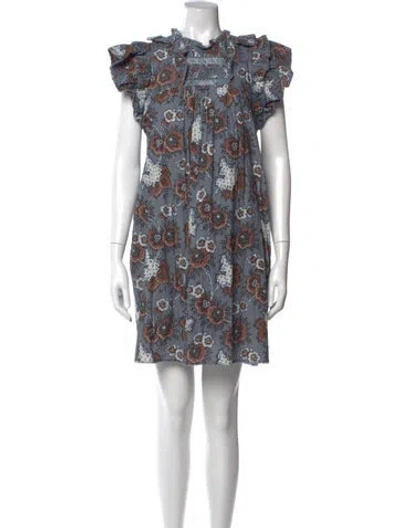 Pre-owned Sea New York Floral Print Mini Dress In Blue