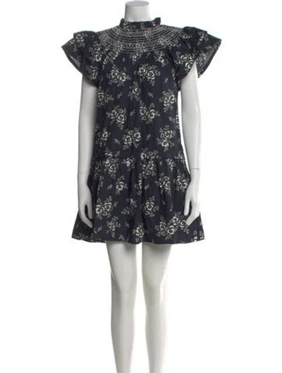Pre-owned Sea New York Floral Print Mini Dress In Blue