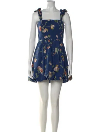 Pre-owned Sea New York Floral Print Mini Dress In Blue