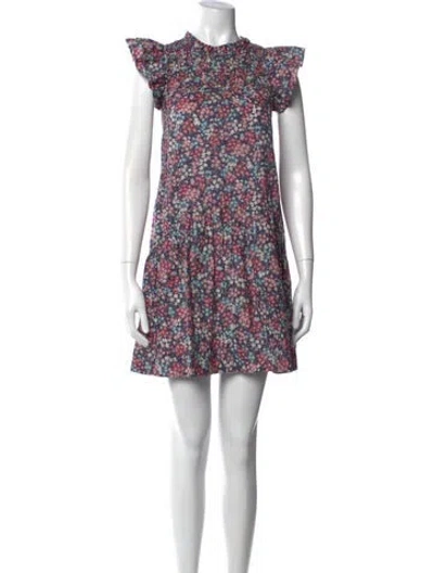 Pre-owned Sea New York Floral Print Mini Dress In Blue