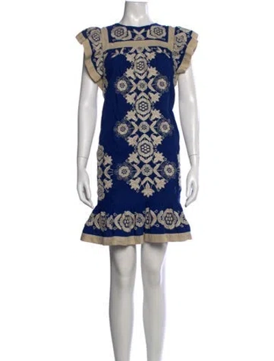 Pre-owned Sea New York Floral Print Mini Dress In Blue/neutrals