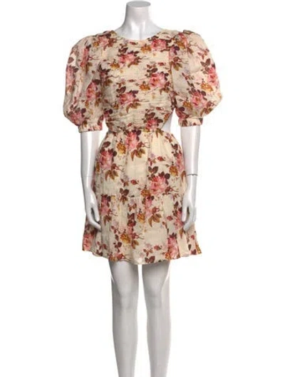 Pre-owned Sea New York Floral Print Mini Dress In Neutral