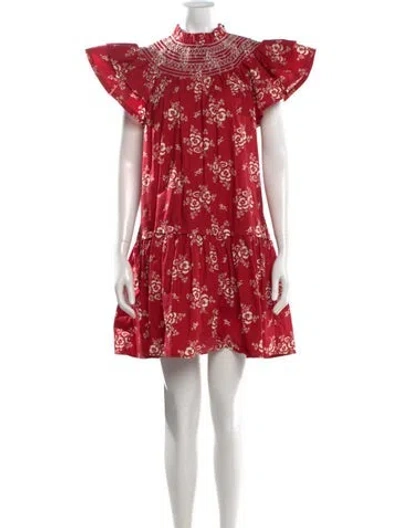 Pre-owned Sea New York Floral Print Mini Dress In Red