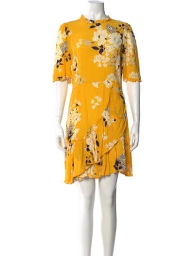 Pre-owned Sea New York Floral Print Mini Dress In Yellow