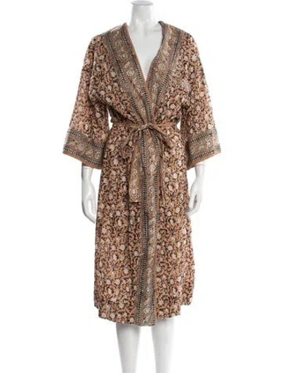 Pre-owned Sea New York Floral Print Robe In Brown