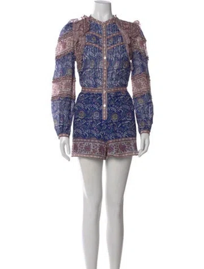 Pre-owned Sea New York Floral Print Romper In Blue
