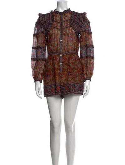 Pre-owned Sea New York Floral Print Romper In Brown
