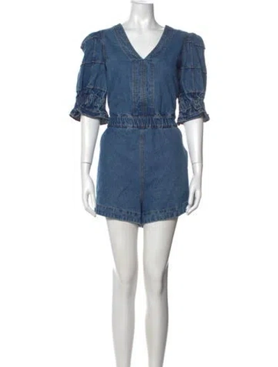 Pre-owned Sea New York Floral Print Scoop Neck In Blue