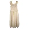 Sea New York Frida Off-the-shoulder Ruffled Midi Dress In Cream Ramie In White