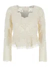 Sea New York Gianna White Top With All-over Lace Embroidery In Cotton Woman In White