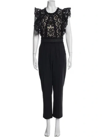 Pre-owned Sea New York Lace Pattern Crew Neck Jumpsuit In Black