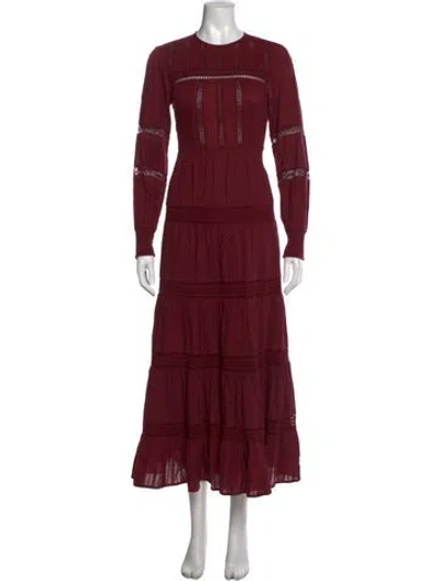 Pre-owned Sea New York Lace Pattern Long Dress In Burgundy