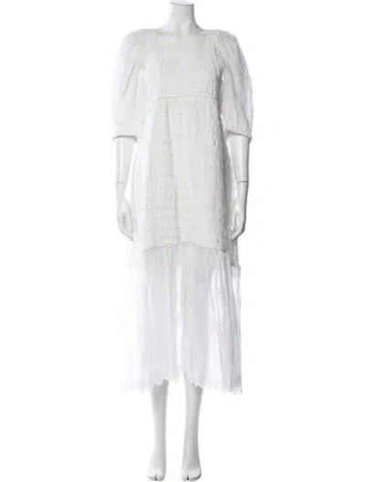 Pre-owned Sea New York Lace Pattern Long Dress In White