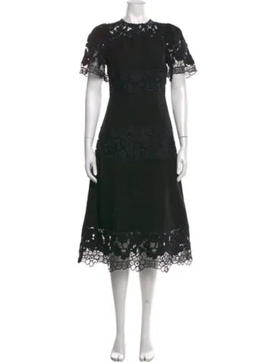 Pre-owned Sea New York Lace Pattern Midi Length Dress In Black