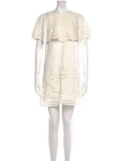 Pre-owned Sea New York Lace Pattern Mini Dress In Neutrals