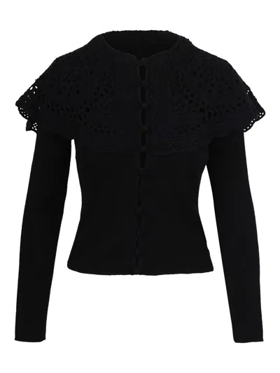 Sea New York Lavinia Cardigan With Shirt-effect Back In Black