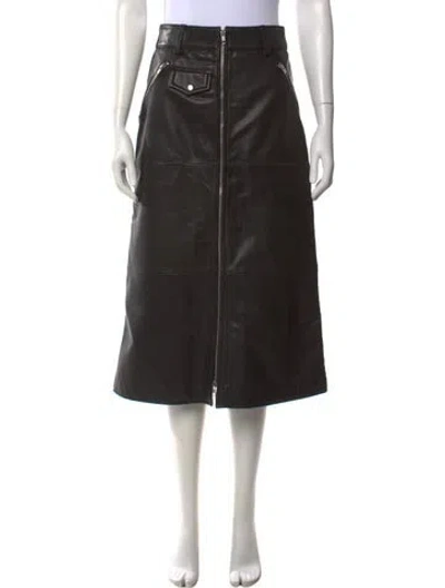 Pre-owned Sea New York Leather Midi Length Skirt In Black