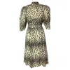 Sea New York Leopard Print Midi Puffed Sleeve Dress In Multicolor Cotton In Multi